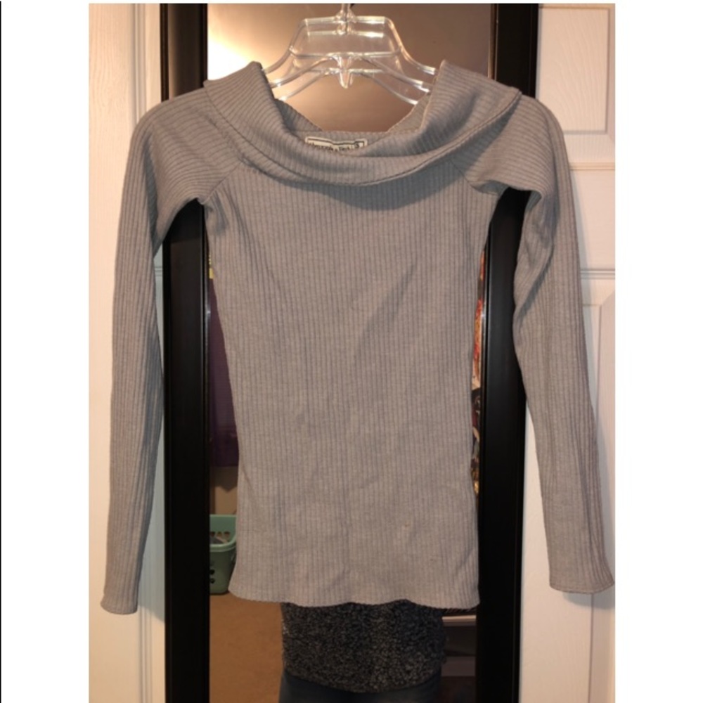 gray off the shoulder top
